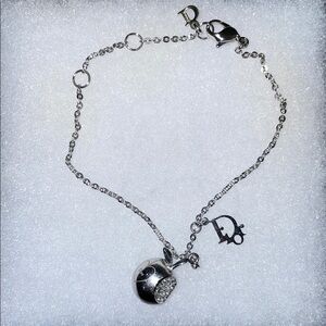 Christian Dior Silver Tone Apple Charm Bracelet w COA
